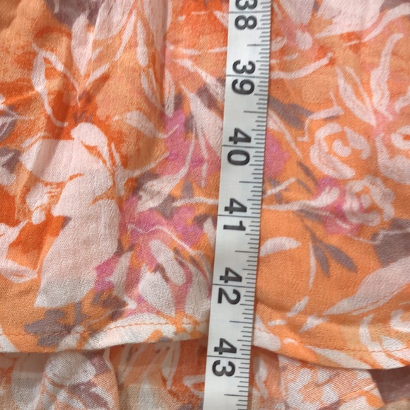 3X low cut lace up coral white floral print maxi dress crochet cut out details - Picture 11 of 14